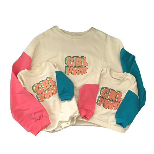 Girl Power 90’s Style Sweatshirt for Mom and Daughter