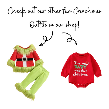 The Baby Who Stole Christmas- Grinchmas- Girl Christmas Costume- Funny Girl Christmas Outfit- Green and Red Santa Outfit