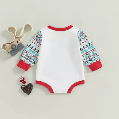 Too Cute For Ugly Sweater Fun Festive Holiday Onesie for Babies and Toddlers, Long Sleeve Ugly Sweater Christmas Onesie