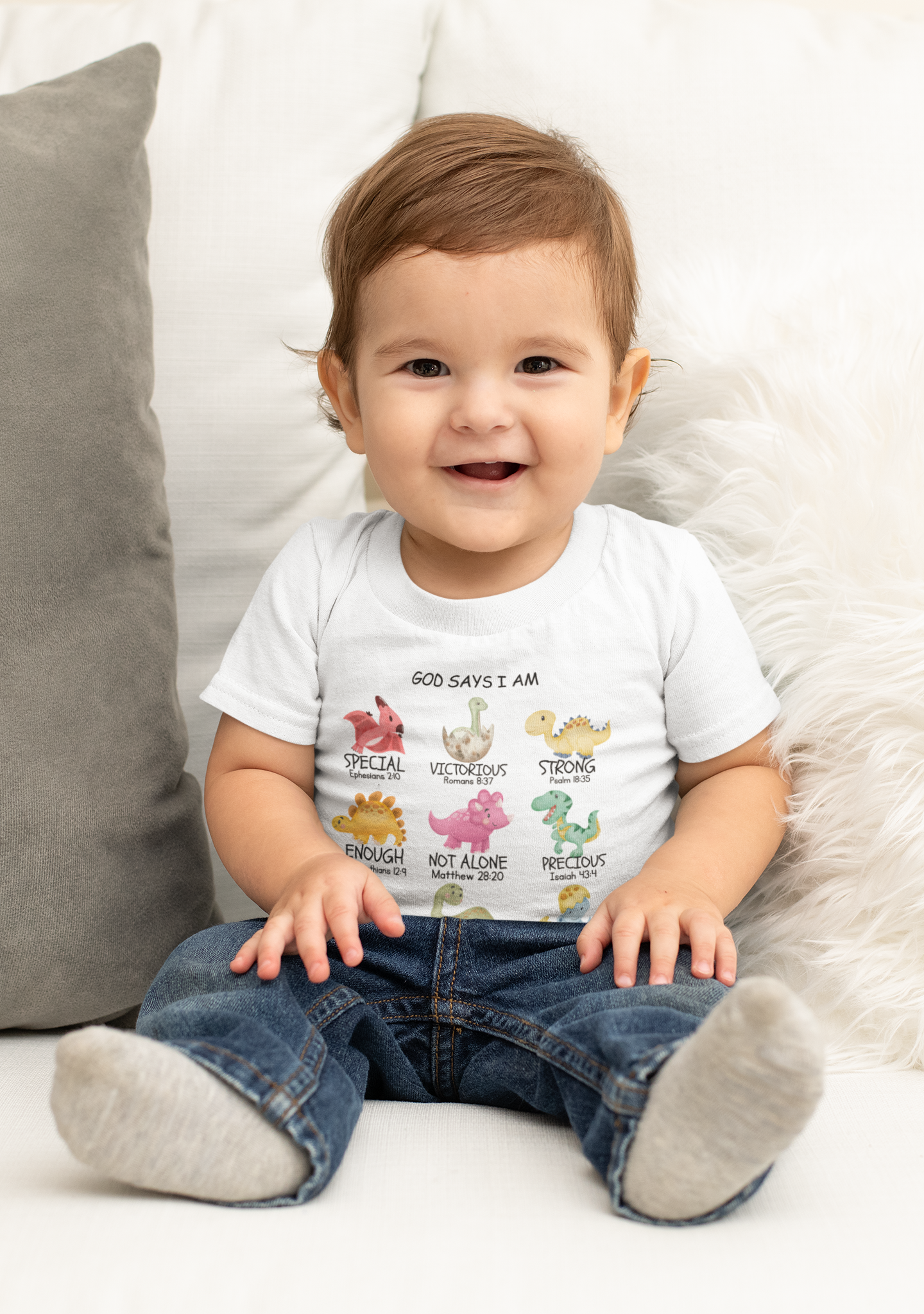 "God Says I Am" Dinosaur T-Shirt for Toddlers and Kids