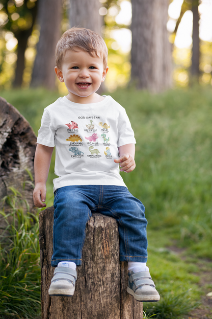 "God Says I Am" Dinosaur T-Shirt for Toddlers and Kids