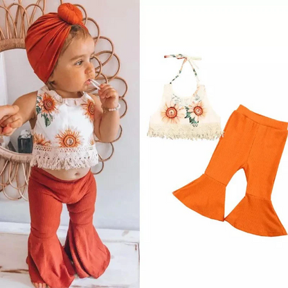 70’s Style Retro Outfit for Toddlers Bell Bottoms and Halter Top