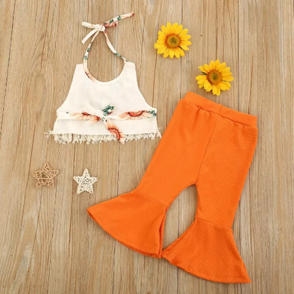 70’s Style Retro Outfit for Toddlers Bell Bottoms and Halter Top