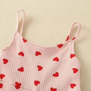 Pink and Red Heart Romper for Little Girl