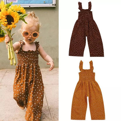 Polka Dot Boho Rompers for Toddlers, Little Girls for Spring, Summer or Fall