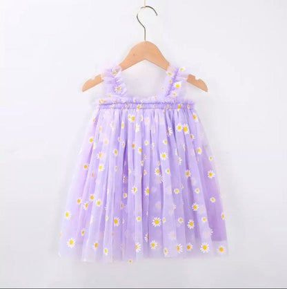 Spring Easter Daisy Flower Dress for Little Girls, Toddlers