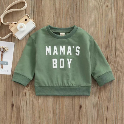 “Mama’s Boy” Long sleeve Sweatshirt for Baby Boy or Toddler