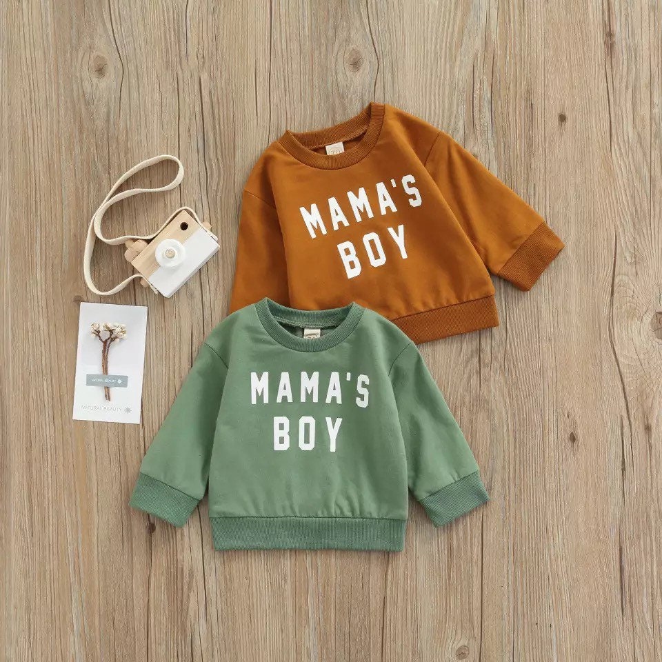 “Mama’s Boy” Long sleeve Sweatshirt for Baby Boy or Toddler