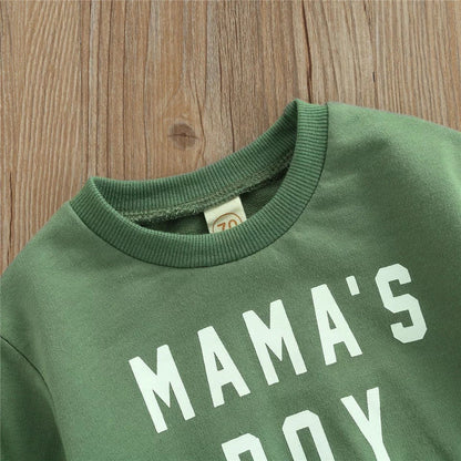 “Mama’s Boy” Long sleeve Sweatshirt for Baby Boy or Toddler