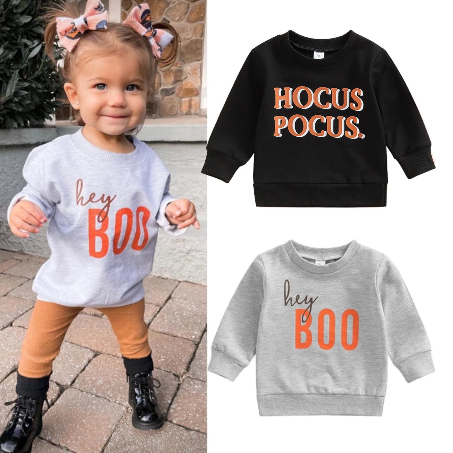 Halloween Long sleeve Sweaters, Hey Boo, Hocus Pocus