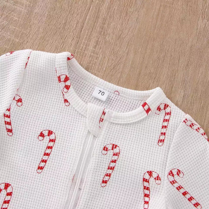 Christmas Baby Onesies Candy Cane, Pine Trees, Red White Checker Print