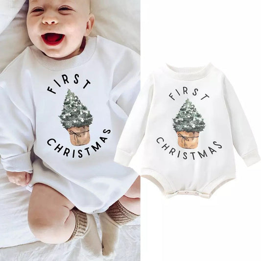 Baby First Christmas Onesie with Christmas Tree