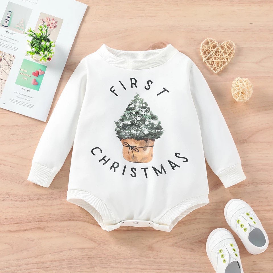 Baby First Christmas Onesie with Christmas Tree Everbee Loved