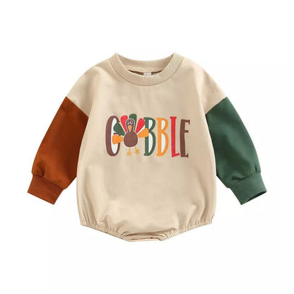 Thanksgiving Turkey Long Sleeve Colorblock Shirt