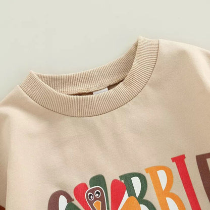 Thanksgiving Turkey Long Sleeve Colorblock Shirt