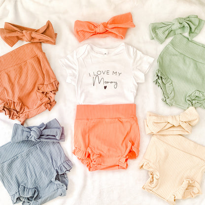 Ruffled Shorts- Matching Bloomers & Bow