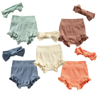 Ruffled Shorts- Matching Bloomers & Bow