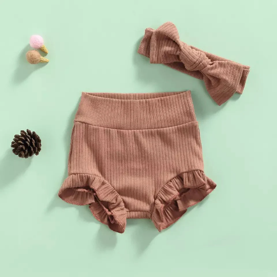 Ruffled Shorts- Matching Bloomers & Bow