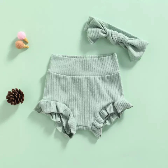 Ruffled Shorts- Matching Bloomers & Bow