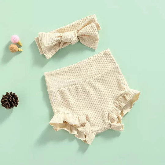 Ruffled Shorts- Matching Bloomers & Bow